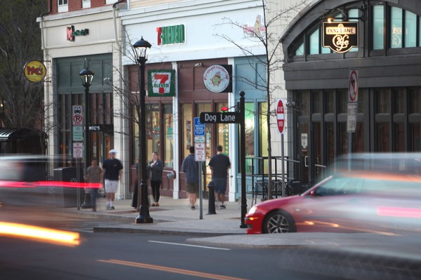 Exterior view of shops in Downtown Storrs Center